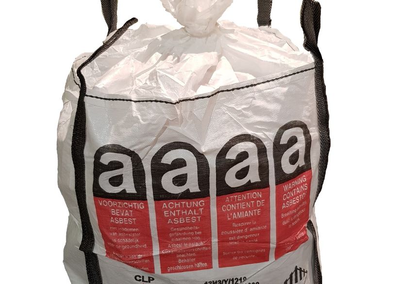 Bigbag voor asbest - 90x90x110cm. Boven open, onder gesloten