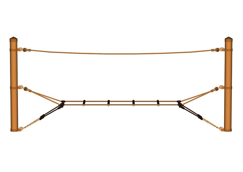 Touwladder voor robiniahouten palen